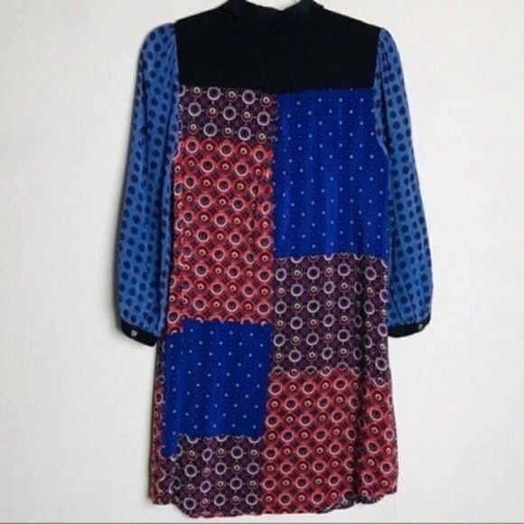 Anthropologie Moulinette Soeurs womans Silk dress small patch work style BoxS - Picture 3 of 6